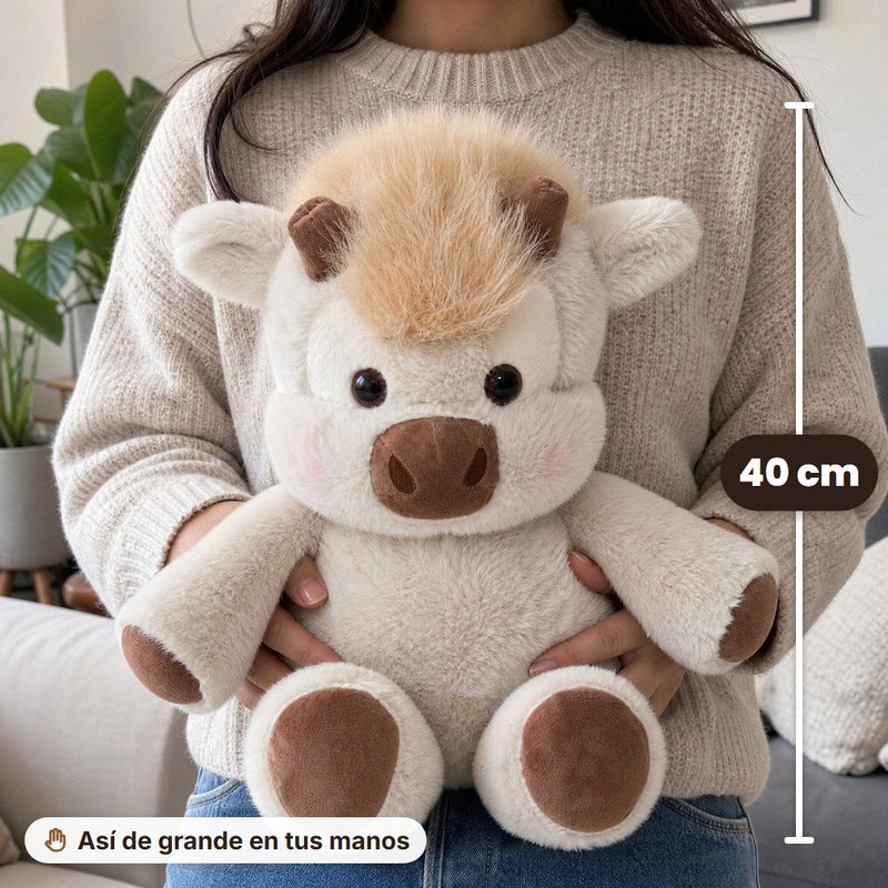 La vaquita en manos de un adulto: 40 cm de alto