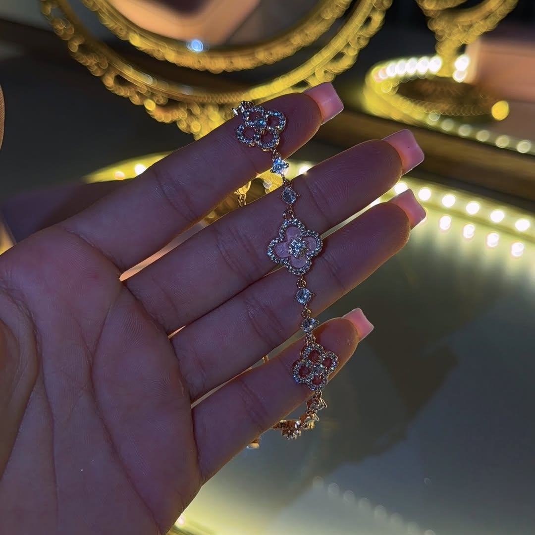 Pulsera Van Cleef Sakura 🌸| Baño Oro Rosa + Caja Regalo ✨