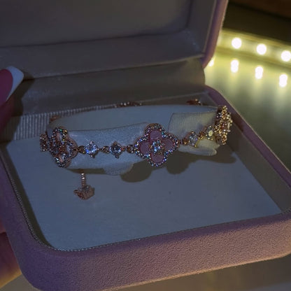 Pulsera Van Cleef Sakura 🌸| Baño Oro Rosa + Caja Regalo ✨