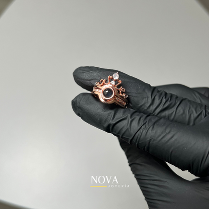 Anillo Corona Te Amo en 100 idiomas | Baño de Oro + Caja de Regalo Gratis✨