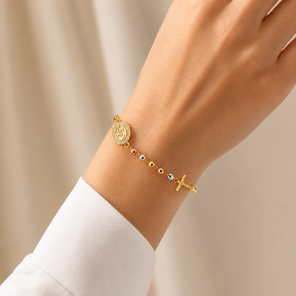 Pulsera Virgen Maria | Baño Tres Oros 18k + Caja Regalo Gratis ✨🙏