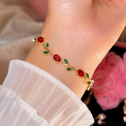 Pulsera Rosa Encantada🌹 | Baño de Oro + Caja Regalo Gratis✨🎁