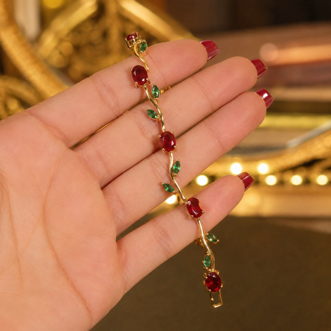 Pulsera Rosa Encantada🌹 | Baño de Oro + Caja Regalo Gratis✨🎁