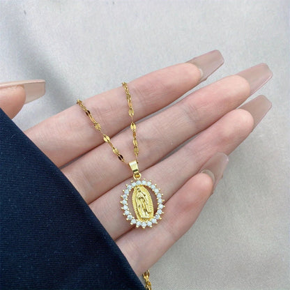 Collar Virgen Maria | Baño Oro 18k + Caja Regalo Gratis✨🙏