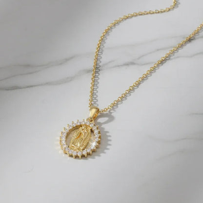 Collar Virgen Maria | Baño Oro 18k + Caja Regalo Gratis✨🙏