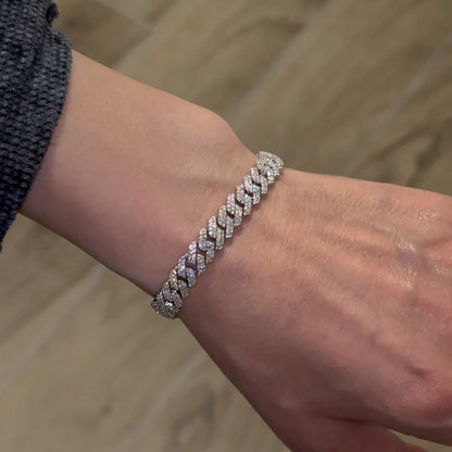 Pulsera Cubana Diamantada 💎🩶| Plata Ley 925 + Caja de lujo ✨