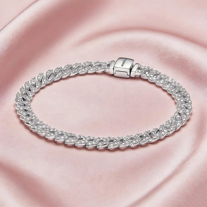 Pulsera Cubana Diamantada 💎🩶| Plata Ley 925 + Caja de lujo ✨