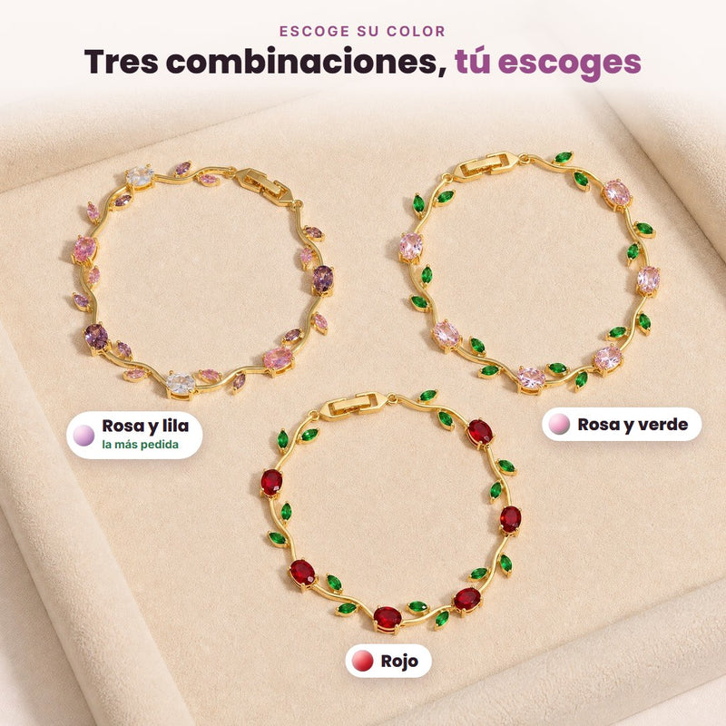 Los 3 colores: rosa y lila, rojo, rosa y verde