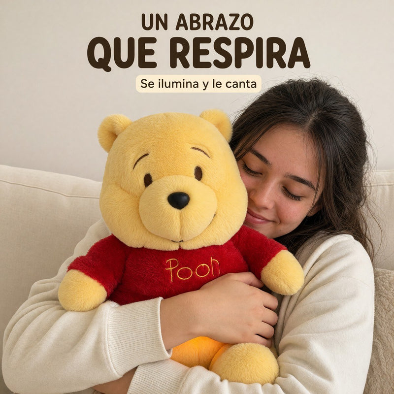 Una persona abraza al Pooh que respira: un abrazo que respira