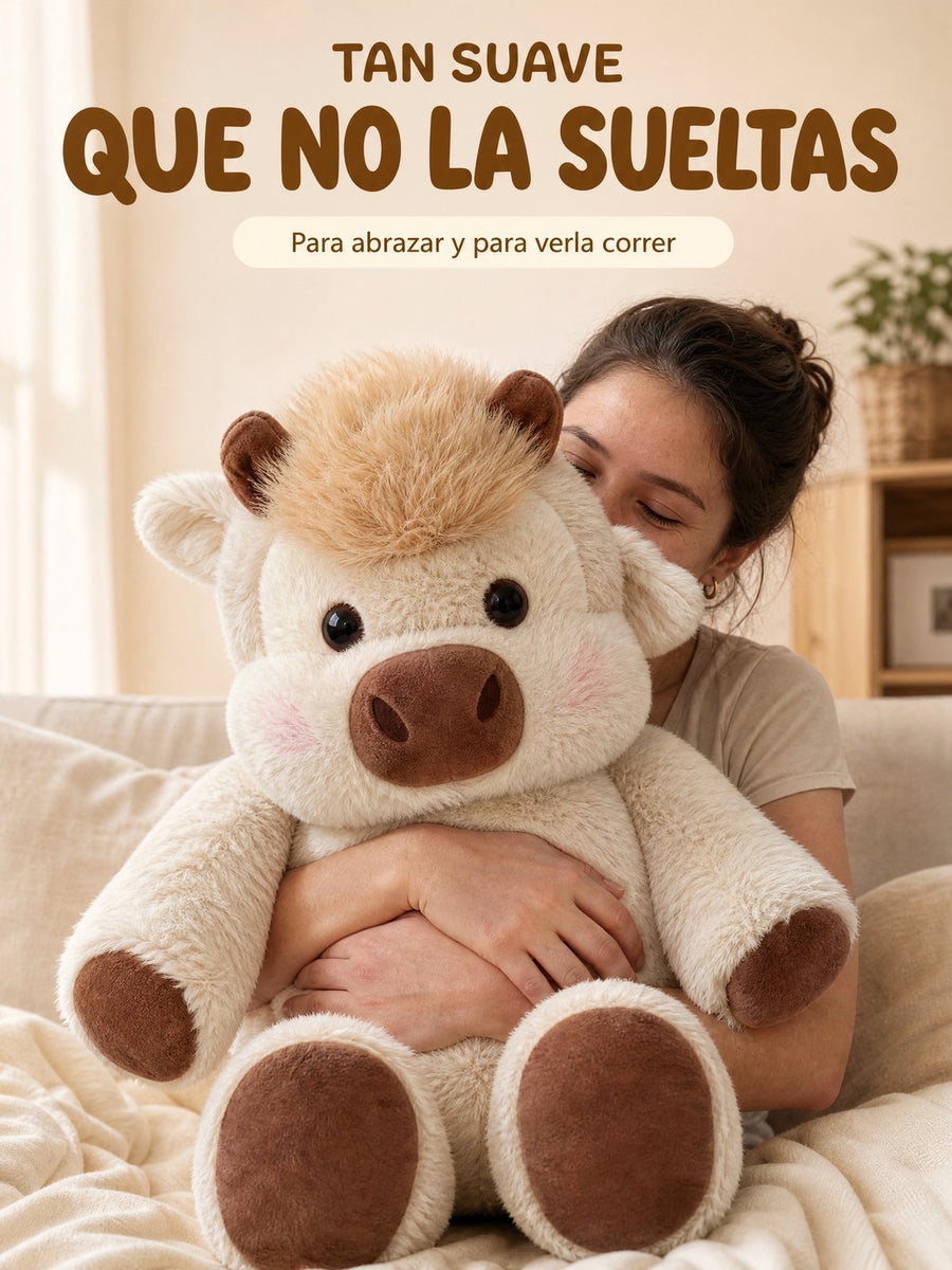 Una mujer abraza a la vaquita café: tan suave que no la sueltas